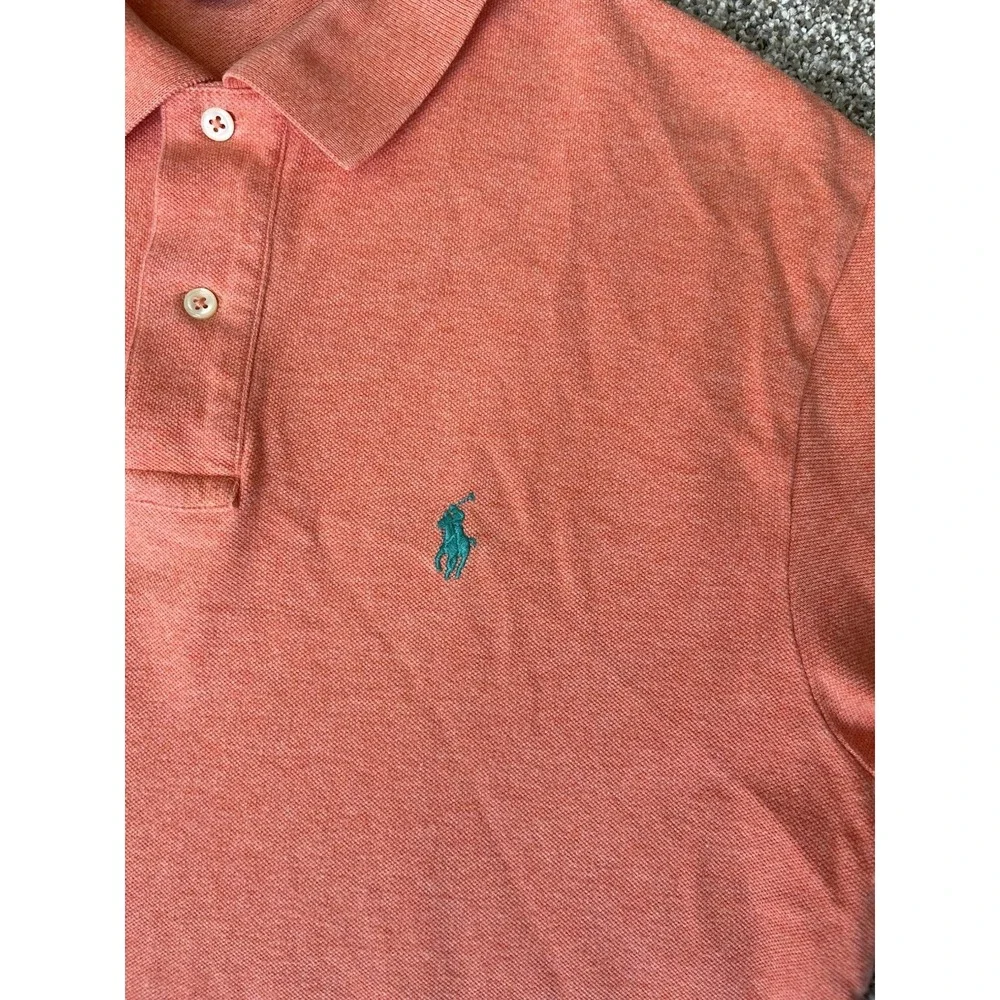 Polo Ralph Lauren‎ Shirt Mens Medium M Orange Green Pony Rugby Polo SS